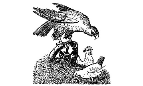 Ілюстрація Анатолія Арутюнянца до байки Микити Годованця «Орел і Кури»